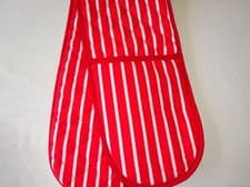 Image of Butchers Stripe Double Oven Gloves Red, Blue or Green Made in U.K.