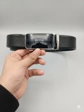 Image of Boss Pure Leather Black Belt Men's