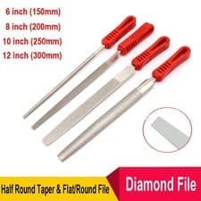 Image of Diamond File Half Round Taper & Flat/Round File Stone Glass Metal 6/8/10/12 inch