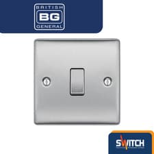 Image of BG Nexus Metal Brushed Chrome 1 Gang 2 Way Light Switch – 20A 16AX (NBS12-01)