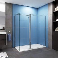 Image of Walk In Wet Room Shower Enclosure Screen Flipper Nano 8mm Glass Tray Free Waste