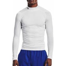 Image of Under Armour HeatGear Mock Mens Training Top White Long Sleeve Gym Compression