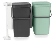 Image of Brabantia Sort n Go Waste Bin 2x16L Double Built-In Recycling Bin -Stay Open Lid