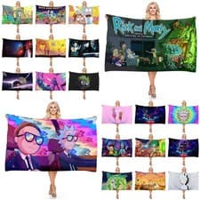 Image of Cartoon Rick and Morty Bath Towel Beach Swim Towel Turt Microfiber 70*140cm