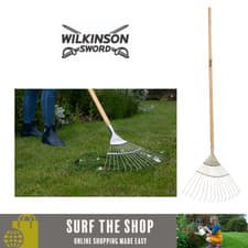 Image of Wilkinson Sword Stainless Steel Fan Lawn Rake with ash handle 1.7m 1111120W