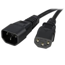 Image of StarTech 1m (3ft) Power Extension Cord C14 to C13 10A 125V 18AWG Computer Pow...