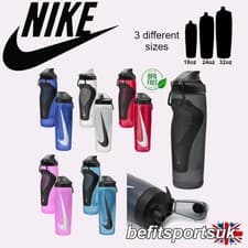 Image of NIKE WATER BOTTLE GYM SPORTS FOOTBALL DRINKS GRIP SQUEEZE NO LEAK BPA REFUEL LID