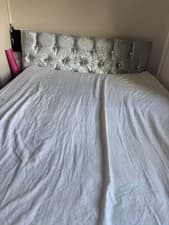 Image of Grey Crush Velvet Double Bed