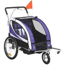 Image of HOMCOM Baby Bike Trailer with 5 Point Harness, Steel Frame, Reflectors, Safety