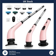 Image of Powerful Electric Spin Scrubber, 8 Heads, LED Display, Adjustable, 120cm