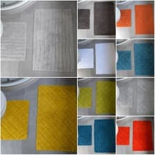 Image of Bath Mat Pedestal Set 2 Piece Tumble Twist 100% Cotton Bath Toilet Bathroom Mats