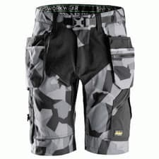 Image of Snickers 6904 Grey Camouflage FlexiWork, Work Shorts+ Holster Pockets