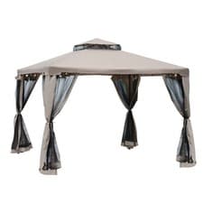 Image of Outsunny 3 x 3 m Metal Gazebo Garden Outdoor 2-Tier Roof Marquee Party Tent Taup