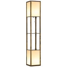 Image of Shelf Floor Lamp with Dual Light, for Living Room, Bedroom, Brown