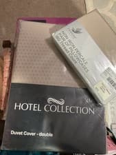 Image of BNWT Hotel Collection Taupe Double Duvet cover & pillow cases .