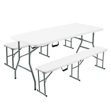 Image of 6FT CATERING CAMPING HEAVY DUTY FOLDING TRESTLE TABLE PICNIC BBQ PARTY BENCH