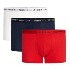 Image of Tommy Hilfiger 3 Pack Essential Logo Waistband Trunks - White/Desert Sky/Primary