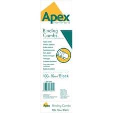 Image of Fellowes Apex Plastic Binding Combs 10mm Black (Pack of 100) 6200501
