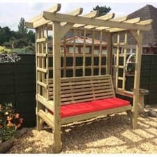Image of Churnet Valley 3 Seater Arbour Wooden Garden Bench Outdoor Seat Beatrice Sturdy