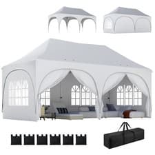 Image of Outsunny 3 x 6m Pop Up Gazebo with Sides, Peak Top Garden Party Tent Marquee