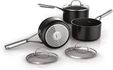 Image of Ninja ZEROSTICK Essentials Cookware 3-Piece Saucepan Set with Glass Lids, Non-S