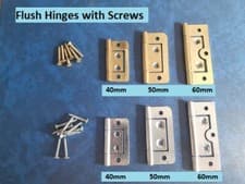 Image of Flush Hinges WITH SCREWS Non Mortice Cabinet & Cupboard Louvre Doors - Easy Fit