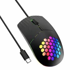 Image of RGB Gaming Mouse Wired 1600 DPI 7 Programmable Buttons Optical Sensor PC Type C