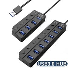 Image of USB 3.0 Power Adapter 4/7 Port USB Splitter 2.0 Multiple Expander Switch USB Hub