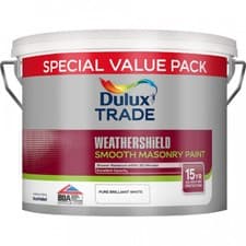Image of Dulux White Masonry Paint Weathershield Smooth Pure Brilliant White 10L Trade