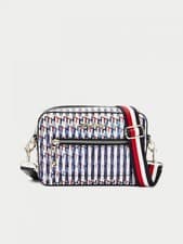 Image of Tommy Hilfiger Crossbody Camera Bag TH Monogram White Adjustable Strap