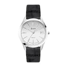 Image of Accurist Everyday 36mm Unisex Round Silver Analogue Watch with Black Strap