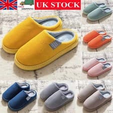 Image of Ladies Slippers Mens Womens Warm Fur Lined Winter Warm Mules Shoes House Size UK