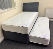 Image of 3FT SINGLE GUEST BED 3 IN 1 WITH MATTRESS PULLOUT TRUNDLE BED SET APOLLO
