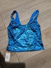 Image of BNWT Vintage Ann Summers Blue Zebra Stripe Sparkly Trance Crop Vest Top Sz 10-12