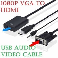 Image of VGA To HDMI Converter 1080P HD Adapter With Audio Cable For HDTV PC Laptop TV UK