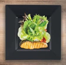 Image of 20xSquare Plastic Black Dinner Plates(18cm)For Party's Etc. Disposable/reusable