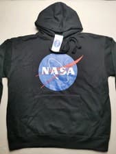 Image of NASA Mens UK Size M Official Drawstring Hoodie (NEW) Black Long Sleeve Pockets