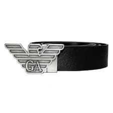 Image of EMPORIO ARMANI Belt Set Men's Reversible Saffiano Leather Belt Buckle Black