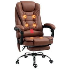 Image of Vinsetto Ergonomic Heated 6 Points Vibration Massage Office Chair, Brown