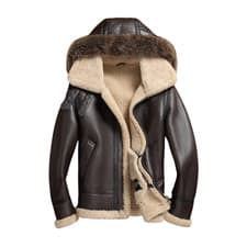 Image of Men’s MF7 Aviator Bomber RAF Pilot Flying Brown Leather Jacket B3 Removable Hood