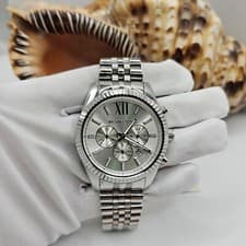 Image of MICHAEL KORS MK8405 MEN'S WATCH SILVER STRAP SILVER DIAL SILVER CASE