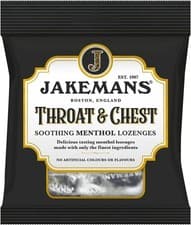 Image of Jakemans Throat & Chest Menthol Sweets 73g - Pack of 12 - Soothing Relief UK