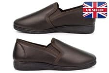 Image of Mens Leather Slippers Mens Slippers Size 6 Boys Leather Slippers Slip On Carpet