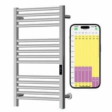 Image of Stainless Steel Dry Wifi Electric Towel Radiator + Timer, Thermostat, Chrome