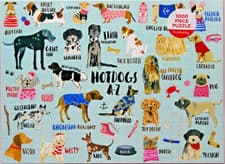 Image of 1000 Piece Jigsaw Puzzle 'HOTDOGS A-Z' by Mudpuppy Carolyn Gavin ~ NEW & SEALED