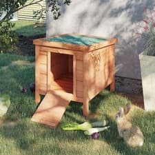 Image of Rabbit Hutch Outdoor, Bunny Cage with Asphalt Roof & Waterproof Paint, Red