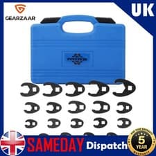 Image of Crowfoot Wrench Set 8-32mm 19Pcs w/ Case UK Large Crows Foot Spanner Heavy Duty