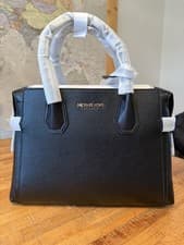 Image of Michael Kors Mercer Medium Top Zip Belted Satchel – Black