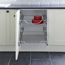 Image of Hafele Pull Out Wire Baskets Kitchen Cabinet Storage Sliding Chrome Organiser UK