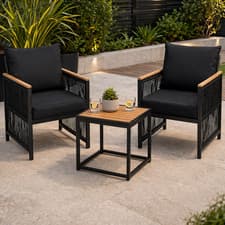 Image of Garden Bistro Set 2 Seater Table Chairs Outdoor Patio Cushioned Metal